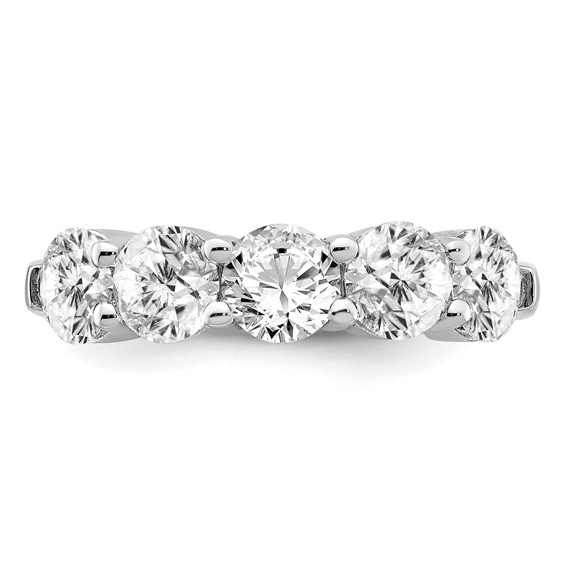 Sterling Silver Rhodium-plated Diamonore CZ 5 Stone Ring
