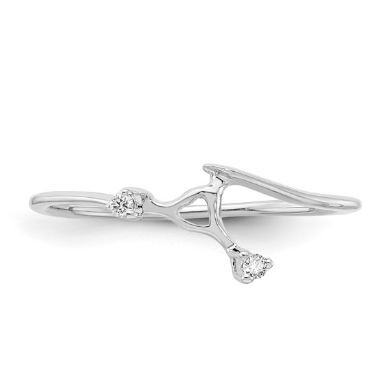 14K White Gold Polished Love Story Diamond Ring Wrap