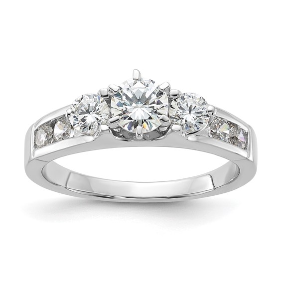 Sterling Silver Rhodium-plated Diamonore CZ Ring