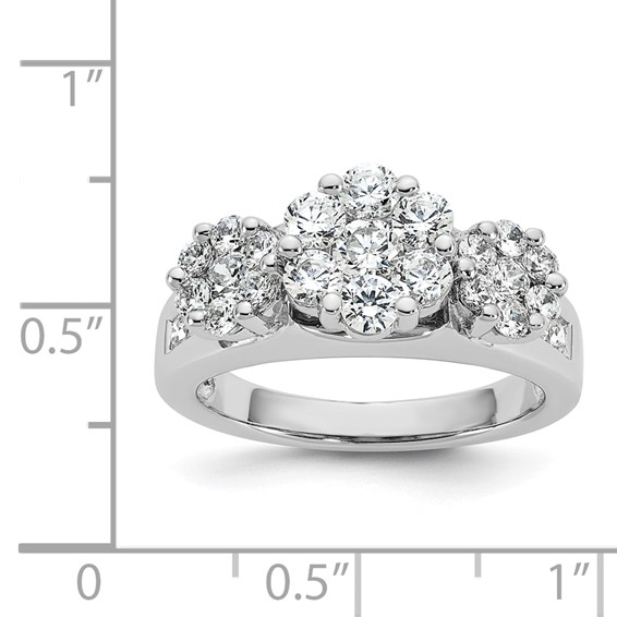 STERLING SILVER WOMENS CZ CLUSTER RING