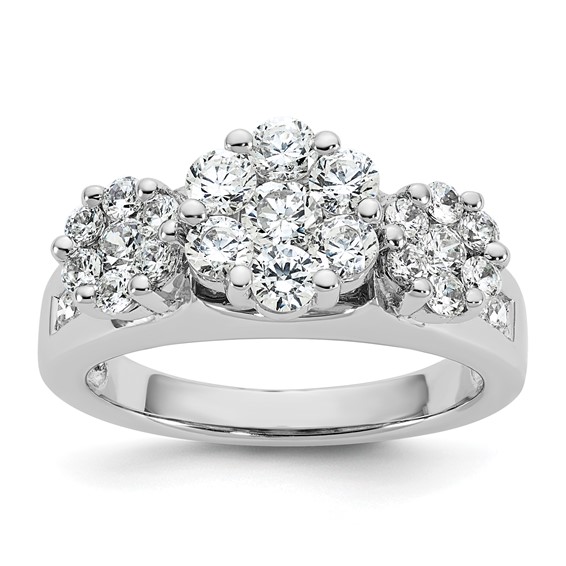 STERLING SILVER WOMENS CZ CLUSTER RING