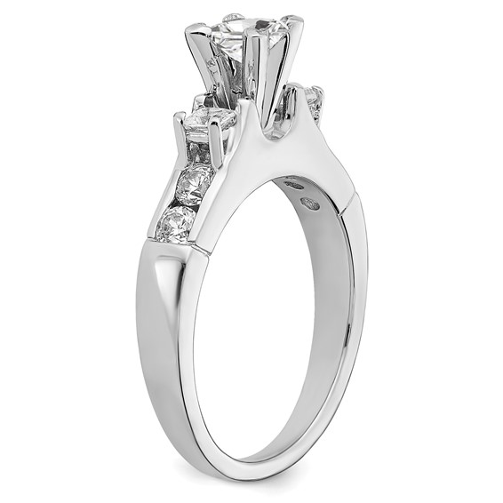 Sterling Silver Rhodium-plated Diamonore CZ Princess Cut Ring