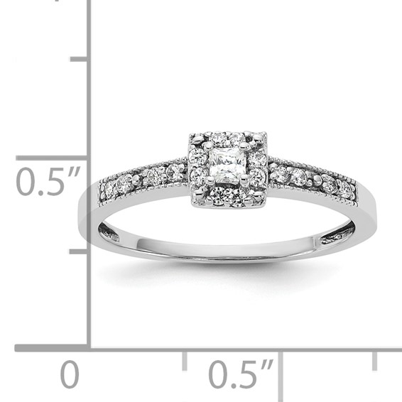 Sterling Silver CZ Womens Engagement Ring