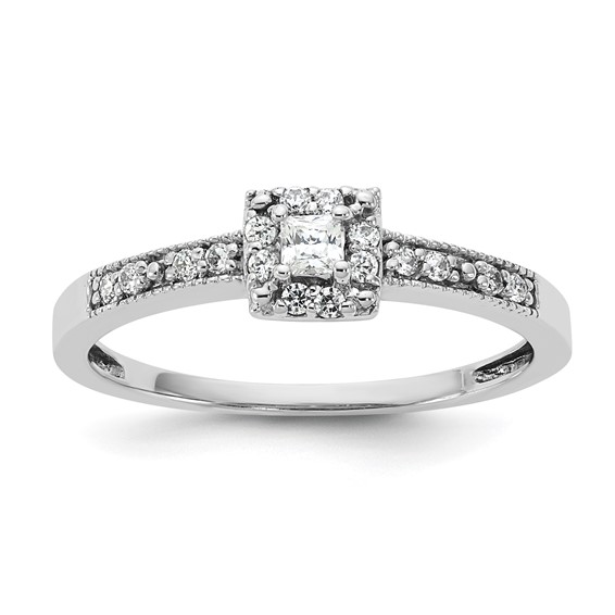 Sterling Silver CZ Womens Engagement Ring