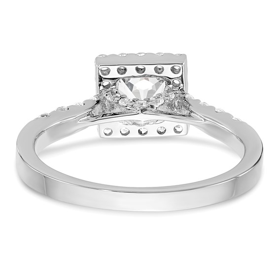 Sterling Silver Rhodium-plated Diamonore CZ Halo Princess-cut Ring
