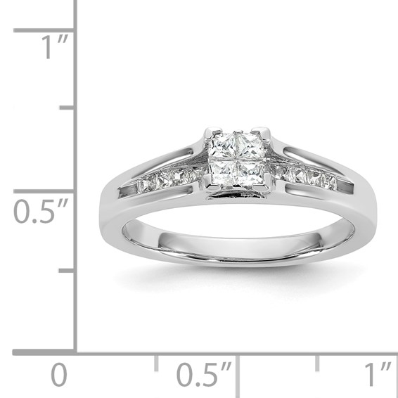 Sterling Silver CZ Womens Engagement Ring