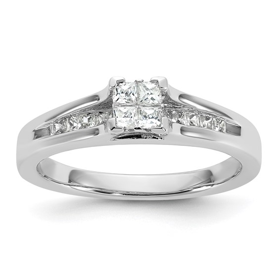 Sterling Silver CZ Womens Engagement Ring