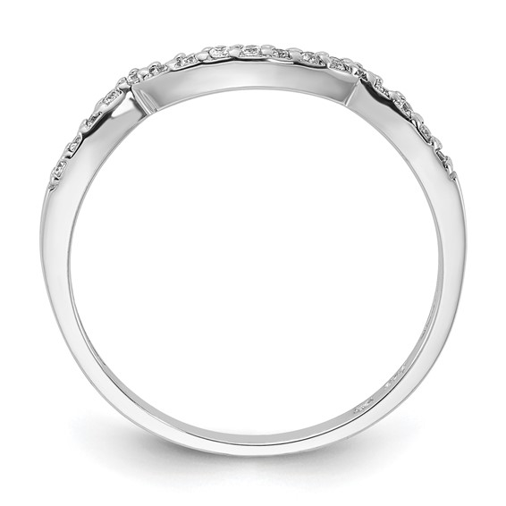 Sterling Silver Polished CZ Contoured Wedding Band