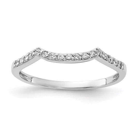 Sterling Silver Polished CZ Contoured Wedding Band