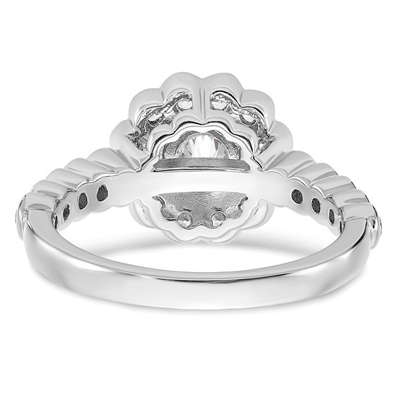 Sterling Silver Rhodium-plated Round Diamonore CZ Bezel Halo Ring