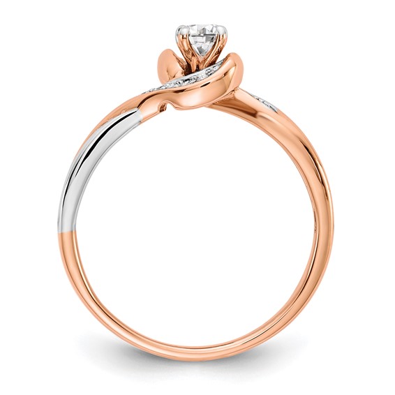 10k Two-tone Rose/White Gold Diamond Bypass Engagement Ring