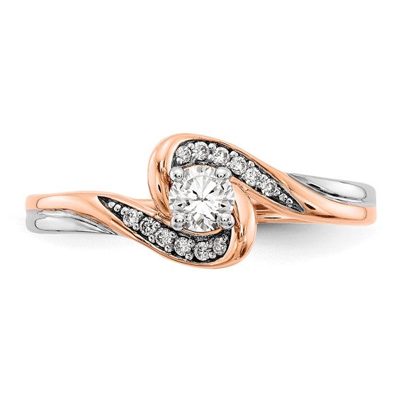 10k Two-tone Rose/White Gold Diamond Bypass Engagement Ring