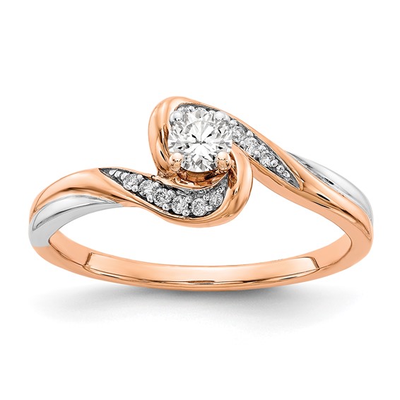 10k Two-tone Rose/White Gold Diamond Bypass Engagement Ring