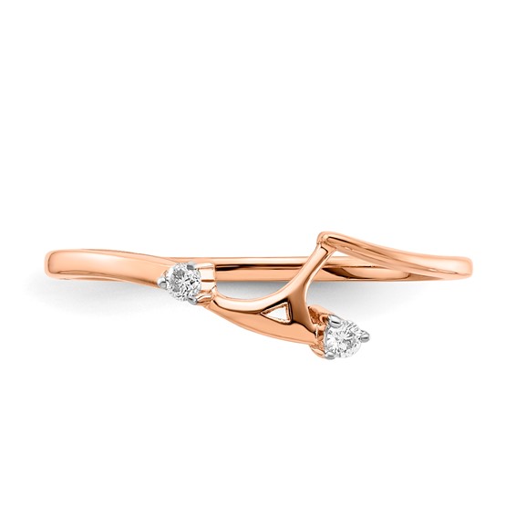 10k Rose Gold Two Hearts Diamond Wedding Band