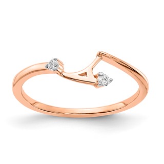 10k Rose Gold Two Hearts Diamond Wedding Band