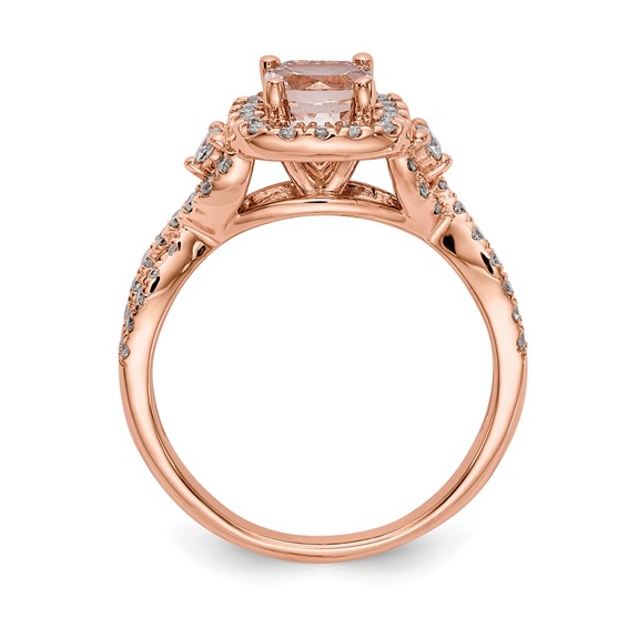 14k Rose Gold Morganite & Diamond Eng Ring