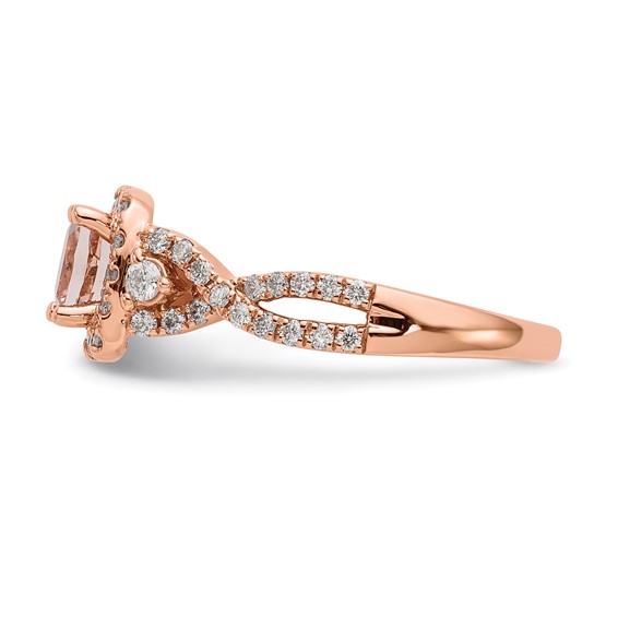 14k Rose Gold Morganite & Diamond Eng Ring