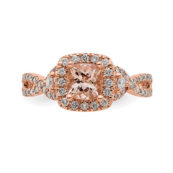 14k Rose Gold Morganite & Diamond Eng Ring