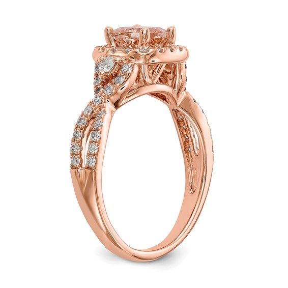 14k Rose Gold Morganite & Diamond Eng Ring