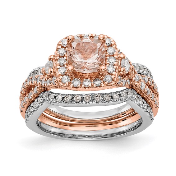 14k Rose Gold Morganite & Diamond Eng Ring