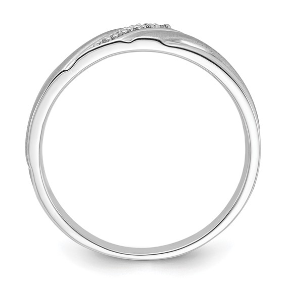 Sterling Silver Polished & Satin Diamond Men's Band