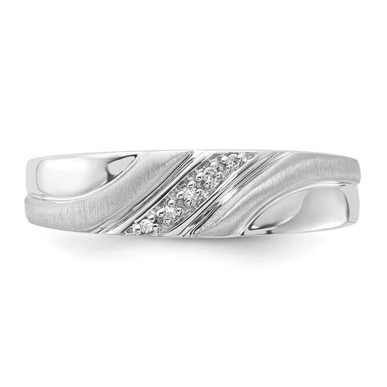 Sterling Silver Polished & Satin Diamond Men's Band