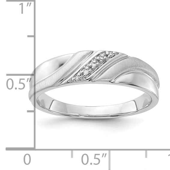 Sterling Silver Polished & Satin Diamond Men's Band