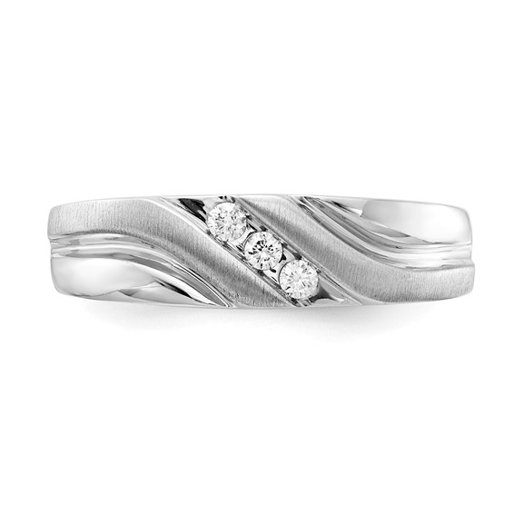 10k White Gold Polished & Satin Men's Diamond Band