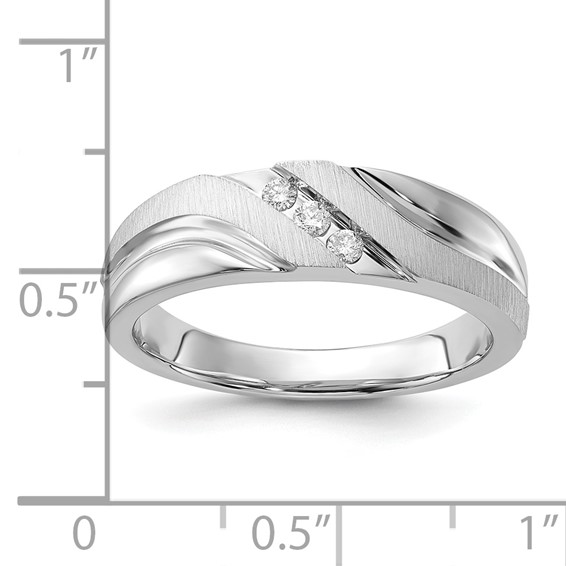 10k White Gold Polished & Satin Men's Diamond Band