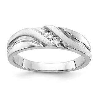 10k White Gold Polished & Satin Men's Diamond Band