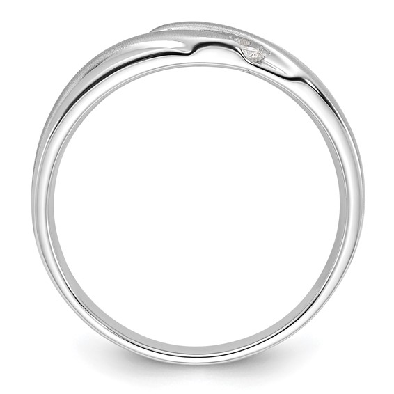 10k White Gold Polished & Satin Diamond Men's Ring