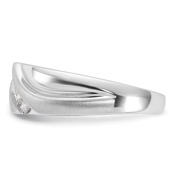 10k White Gold Polished & Satin Diamond Men's Ring