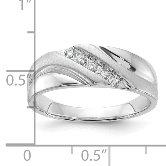 10k White Gold Polished & Satin Diamond Men's Ring