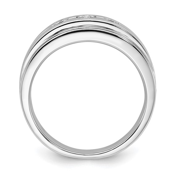 10K White Gold Polished & Brushed Diamond Men's Band