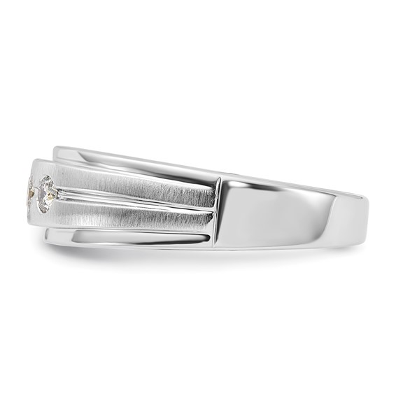 10K White Gold Polished & Brushed Diamond Men's Band