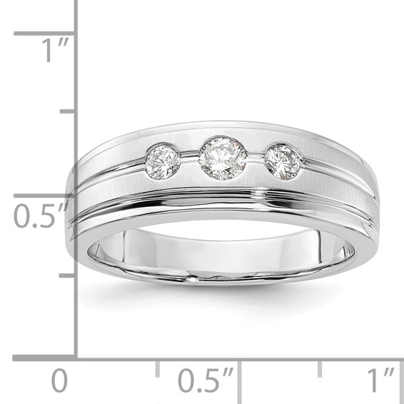 10K White Gold Polished & Brushed Diamond Men's Band