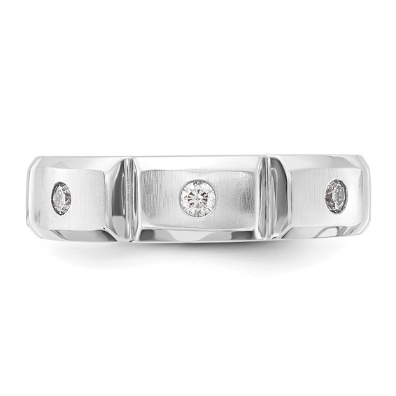 10K White Gold Polished & Brushed Ridged Diamond Band