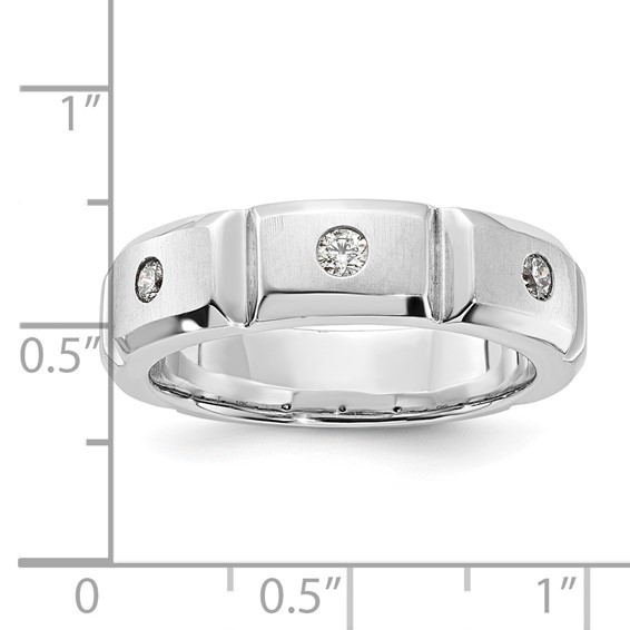 10K White Gold Polished & Brushed Ridged Diamond Band