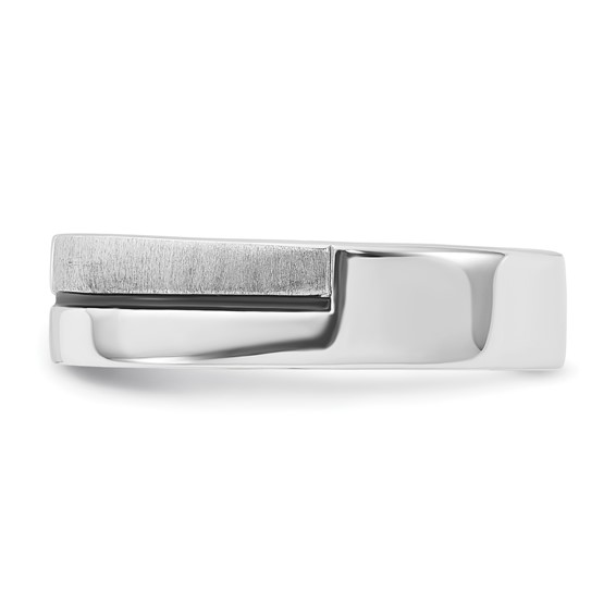 Sterling Silver & Black IP-plated Polished & Brushed Diamond Band