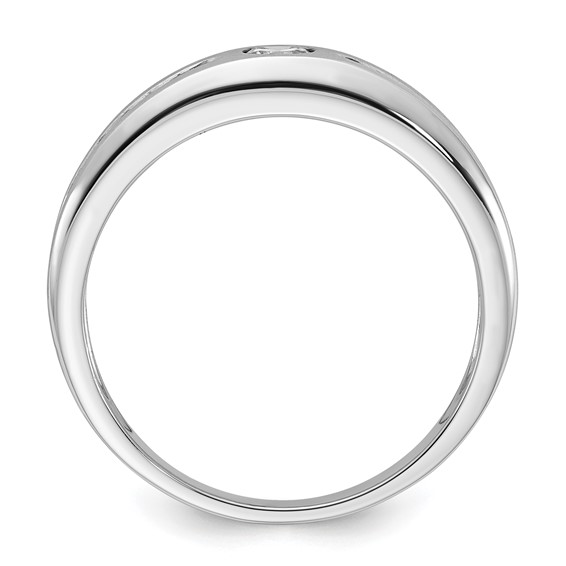 Sterling Silver Polished & Satin CZ Men's Wedding Band