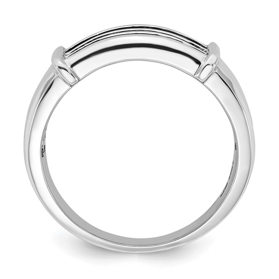 Sterling Silver Black and White Diamond Mens Band