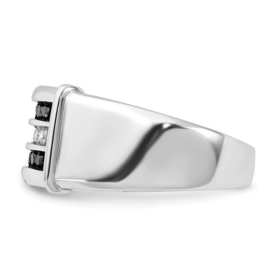 Sterling Silver Black and White Diamond Mens Band
