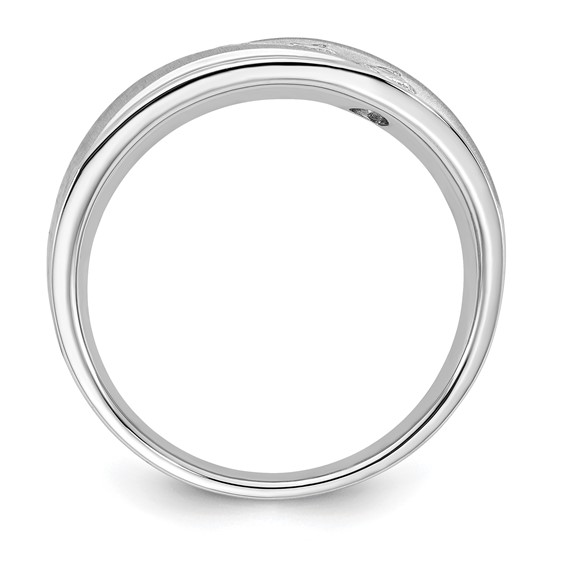 10kw Polished & Satin Curved Triple Diamond Mens Wedding Band