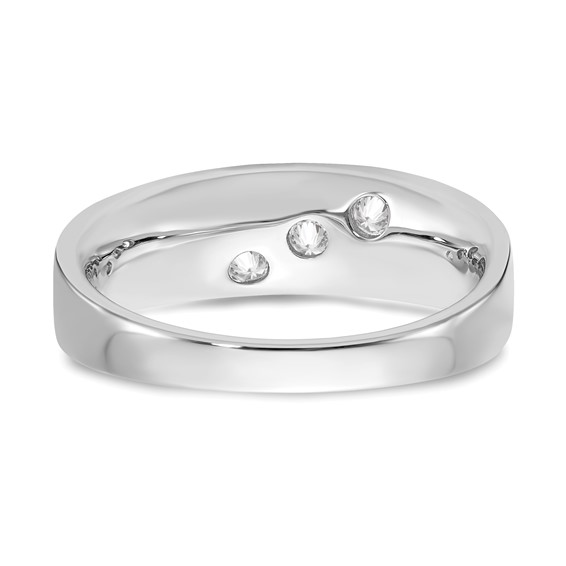 10kw Polished & Satin Curved Triple Diamond Mens Wedding Band