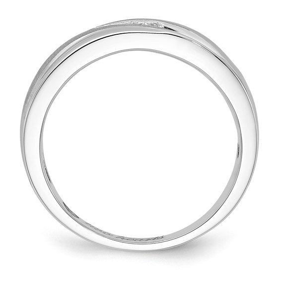 10k White Gold Polished & Satin Curved Diamond Men's Wedding Band