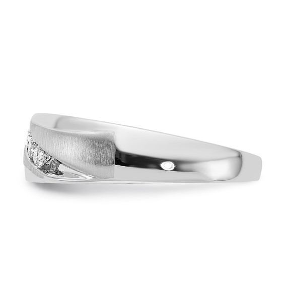 10k White Gold Polished & Satin Curved Diamond Men's Wedding Band