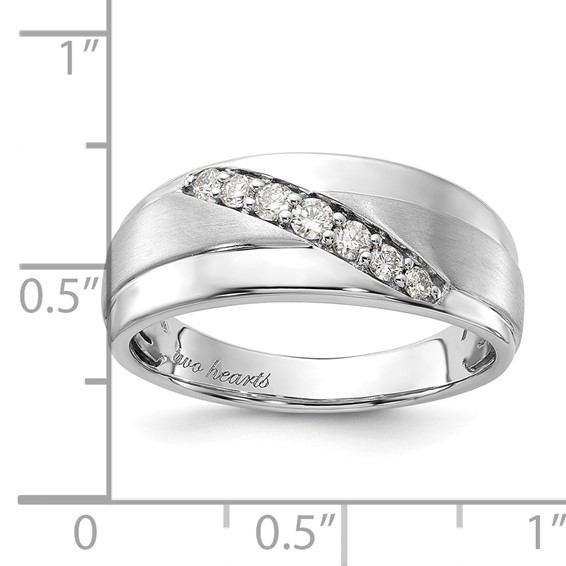 10k White Gold Polished & Satin Diamond Men's Ring