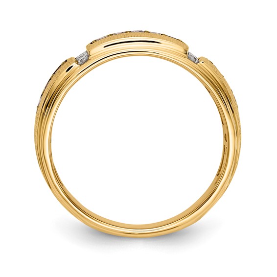 10k Polished & Satin White & Brown Diamond Men's Ring