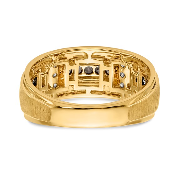 10k Polished & Satin White & Brown Diamond Men's Ring