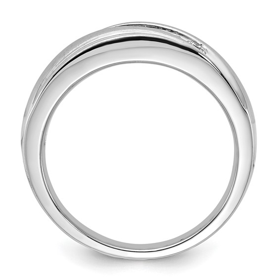 10k White Gold Polished & Satin Curved Men's Diamond Ring